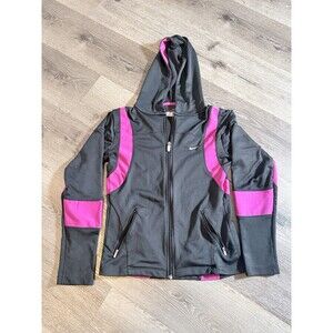 Nike Golf Jacket Womens S Black Pink Full Zip Hooded